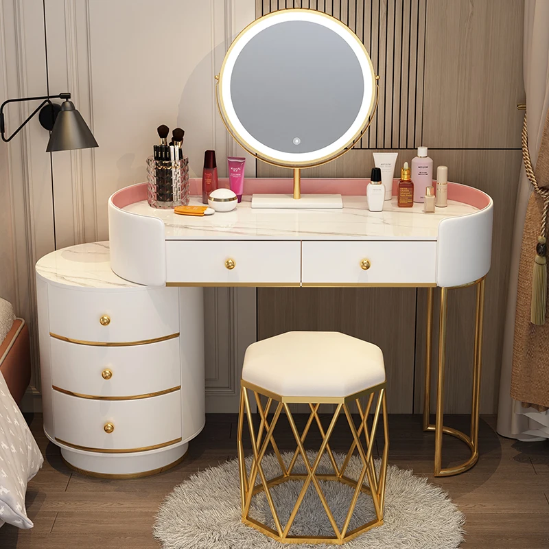 Organizador quarto penteadeira armários de luxo móvel branco maquiagem mesa  espelho multifunções meuble quarto móveis w - AliExpress