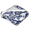 Blue Ornate Floral Mediterranean Sicilian Tile Blankets Flannel Throw Blankets Sofa Throw Blanket For Couch Bedding Throws Quilt 4