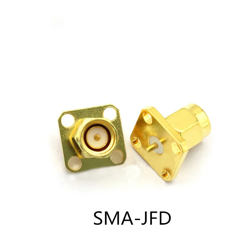 5 pezzi connettore RF presa SMA maschio centro saldatura flangia a 4 fori  telaio montaggio a pannello adattatori RF coassiali in ottone - AliExpress
