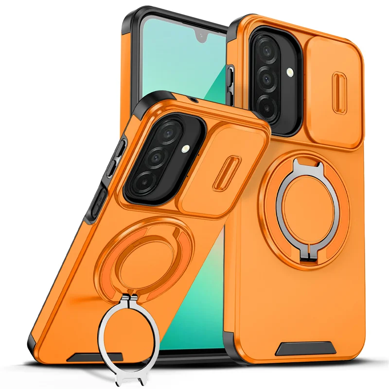 Luxury Magnetic Bracket Armor Phone Case with Slide Camera Protection