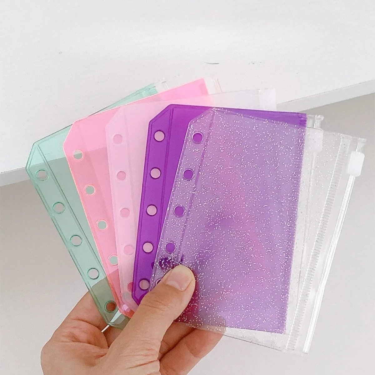 M5 Colofrful Binder Pockets Binder Zipper Folders For 6-ring Notebook Binder Waterproof Pvc Leaf Document Filing Bag