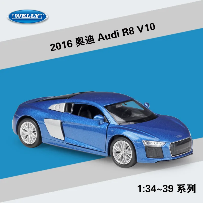 

WELLY 1:36 2016 Audi R8 V10 Alloy Luxury Vehicle Diecast Pull Back Car Model Goods Toy Collection B112