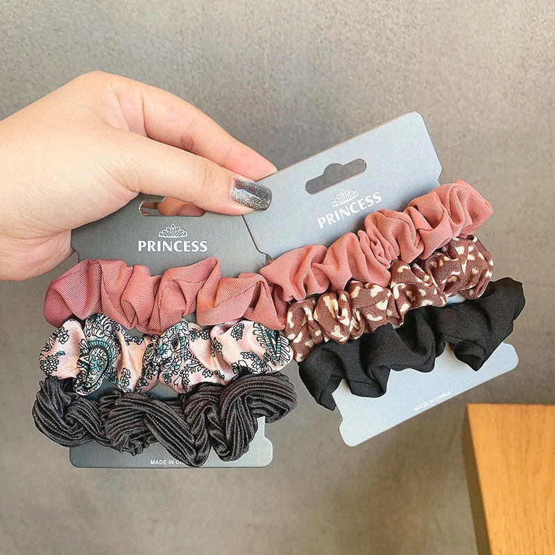 3Pcs/Set Silk Satin Scrunchies Set Solid Color Floral Elastic Hair Bands Multicolor Hair Accessories Rubber Bands Hair Tie 2023