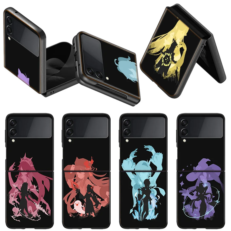 Nuova Custodia Genshin Impact Per Samsung Z Flip 5 Flip 4 3 5G Black Hard Cell Phone Galaxy Cover Z Flip 5 4 3 Funda Luxury Pc Sh