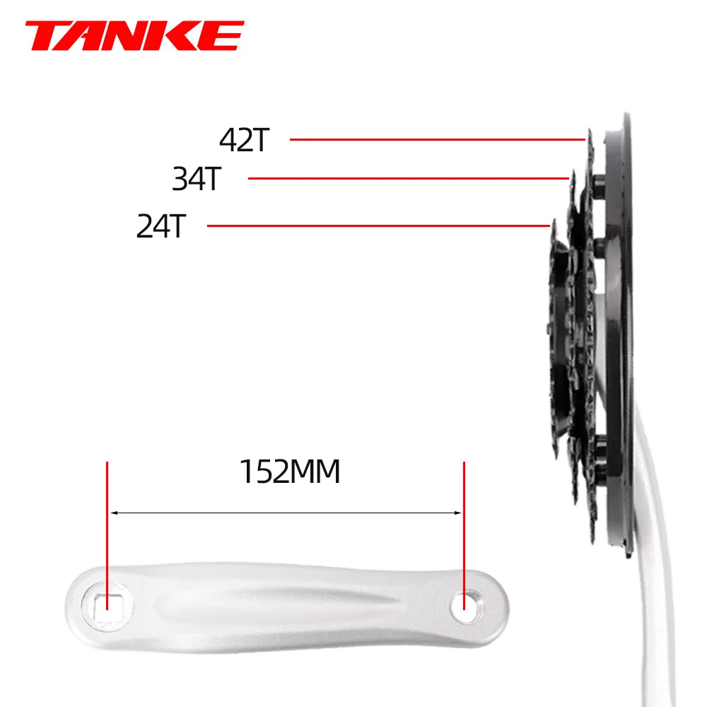 Description Picture 6 of itemMTB Crankset 7/8/9 Speed 24-34-42T 152mm kids Bicycle Crank Set crankdiamond hole Sprocket wheel Chainwheel aluminum alloy 24er