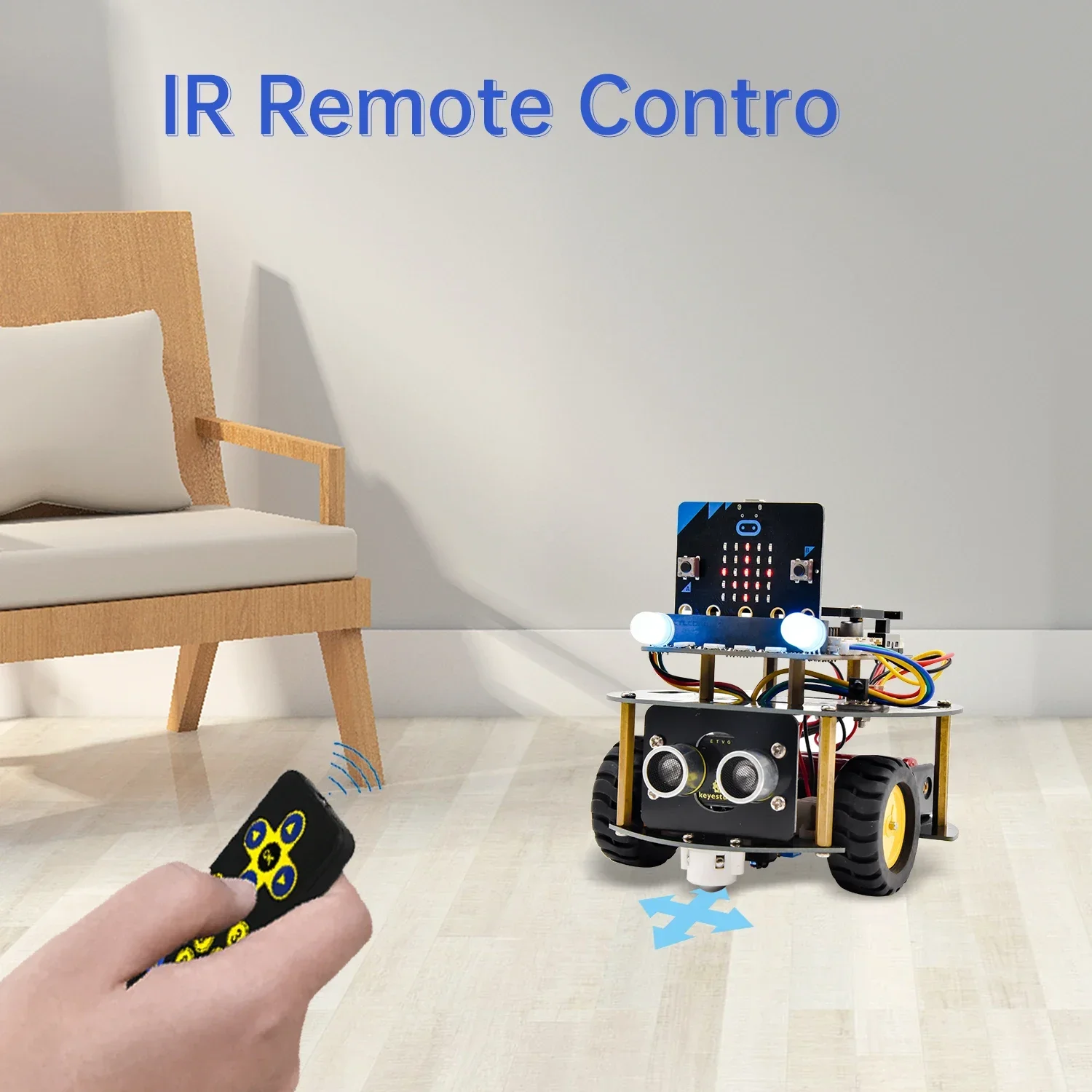 Keyestudio Micro:Bit V2 Robot Car Mini Smart Turtle Robot Kit for MicroBit Car Python Programming STEM Electronic Kit Toys