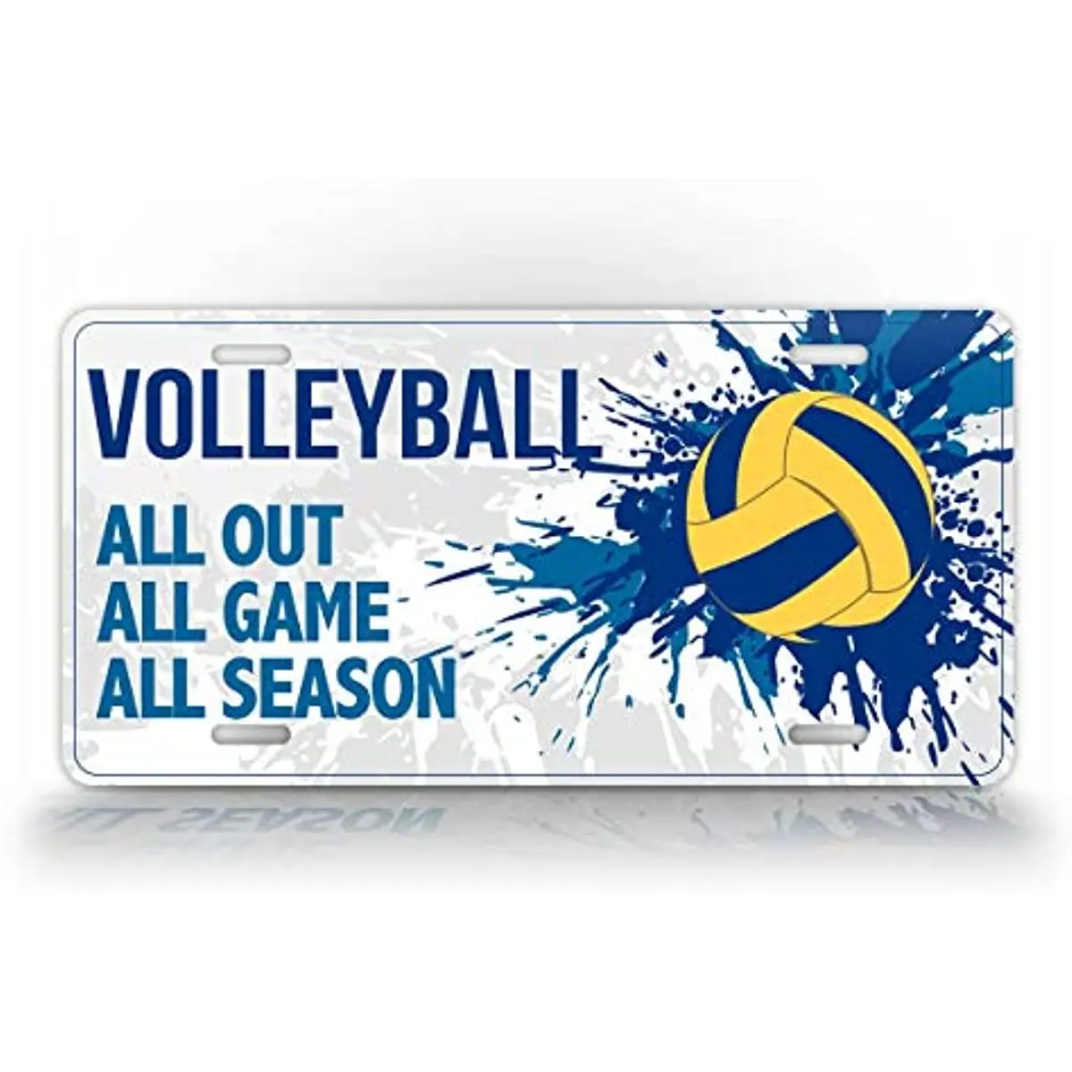 

Volleyball License Plate All Out All Game All Season Splashy V-Ball Auto Tag-Wall Decoration Metal Wall Sign