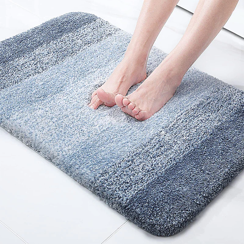 Gradient Color Bathroom Rug, Anti-Slip Absorbent Bath Mats Machine Washable Shower  Mat, 16x24, Medium Gray 