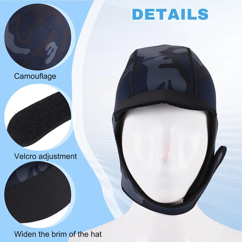 2MM Neoprene Surf Beanie Swim Cap With Chin Strap Adjustable Quick-Drying Diving Cap For Swimming Surfing