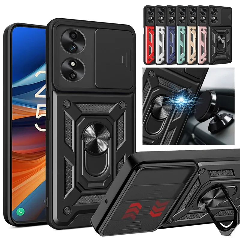 Durable Armor Case with Lens Protection and Magnetic Ring Holder
