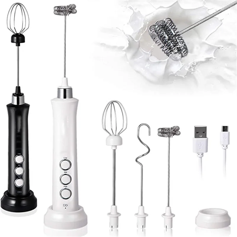 1 PCS USB Rechargeable Handheld Egg Beater 3 Speeds Electric Milk Frother  Foam Maker Mixer Coffee Drink Frothing Wand Foamer - AliExpress