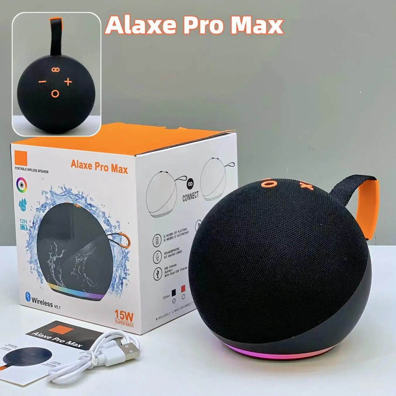 Alaxe Pro Max Bluetooth Speaker Echo Dot 5th Outdoor Wireless Bluetooth Generation Medium RGB Speaker Home Subwoofer