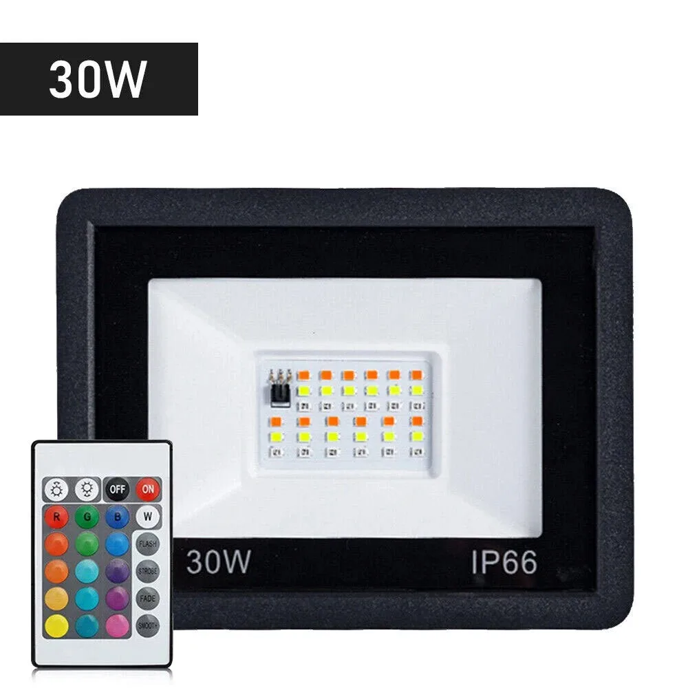 Led rgb luz de inundação 30w 50 100 ip66 ao ar livre à prova dip66 água holofote refletor lâmpada do projetor jardim iluminação rgb