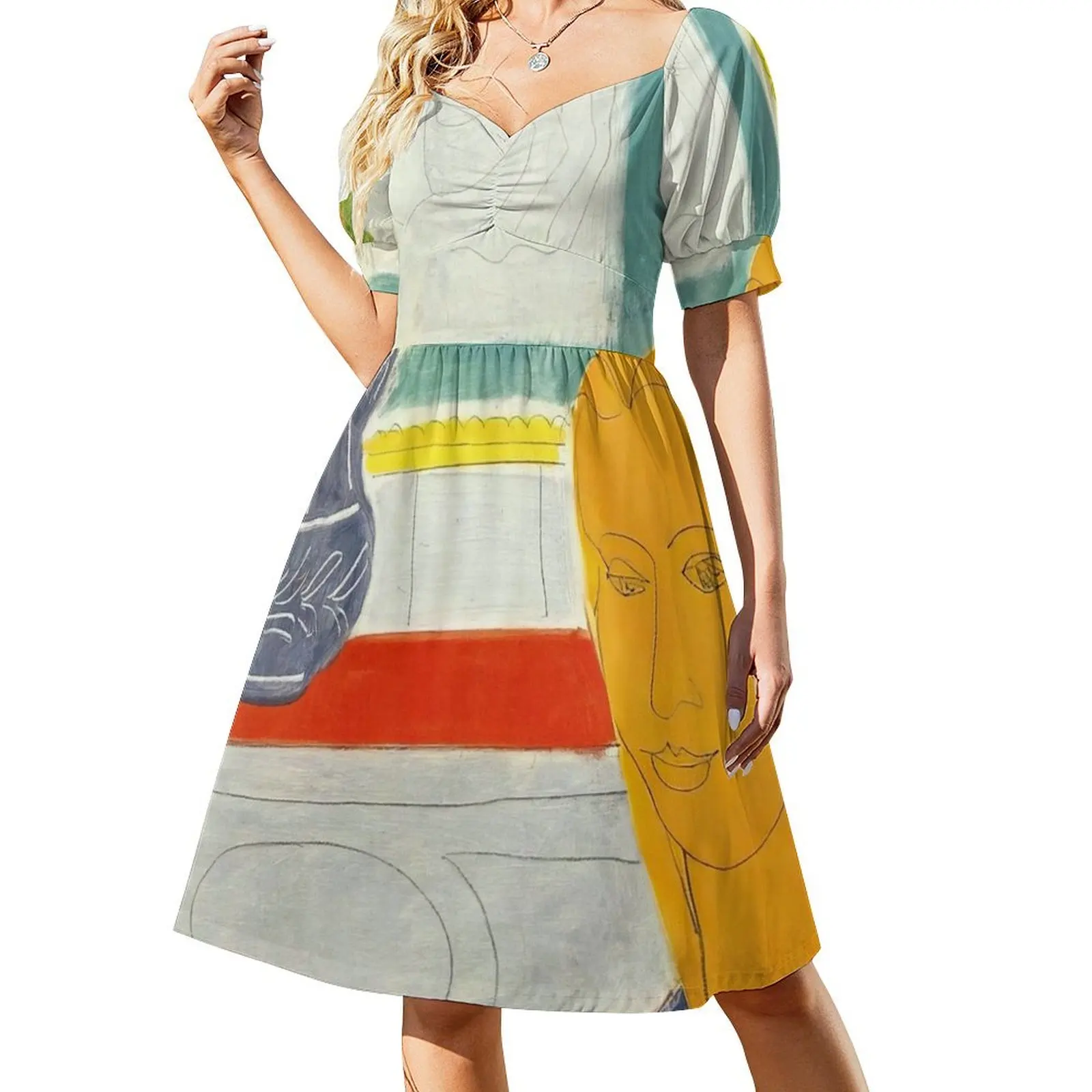 thumbnail image 1 of Vestido de manga corta Henri Matisse vestidos de mujer para mujer vestido de verano de mujer, 1 of 7