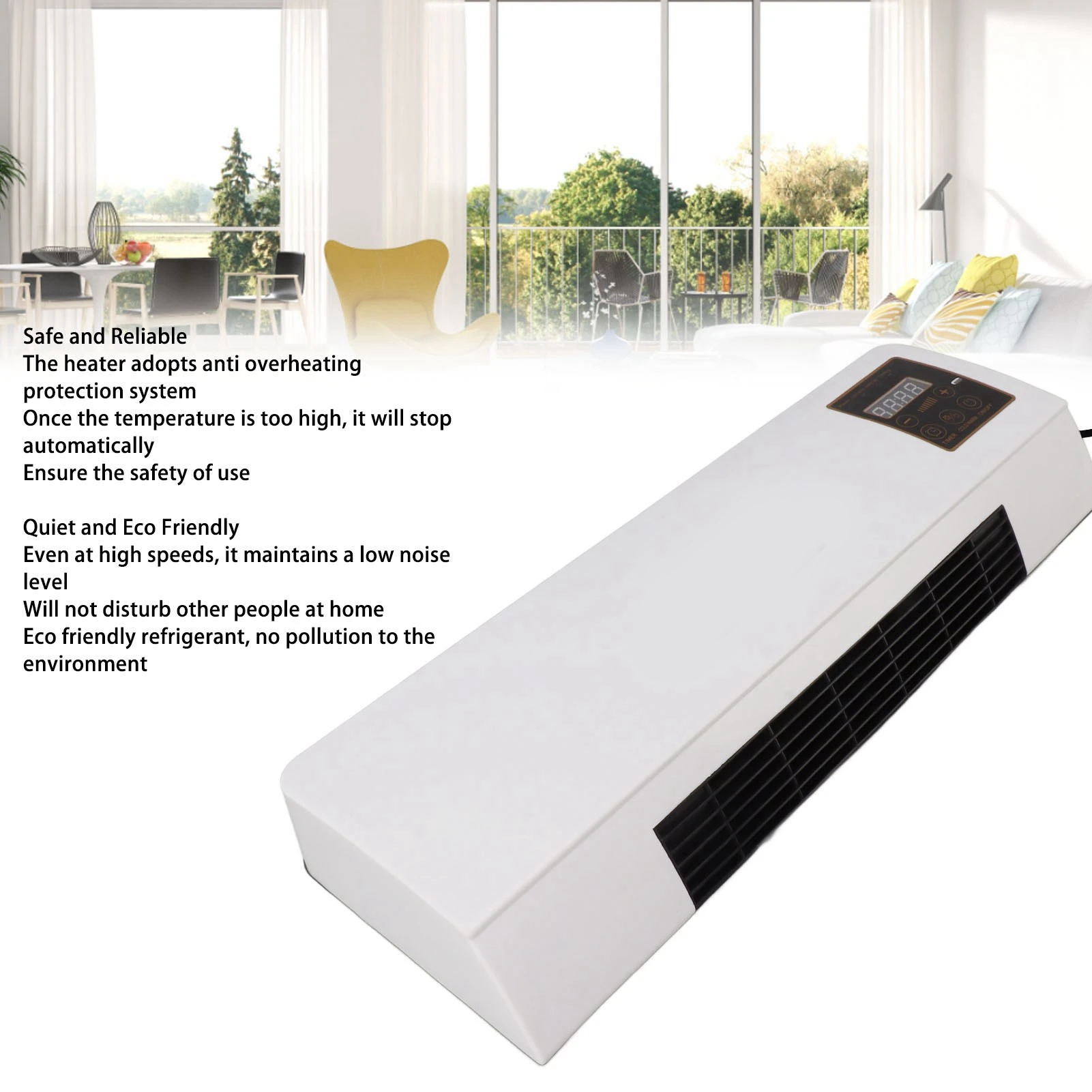 Wall Mounted Heating Machine Dual Use Wide Angles Mobile Small Air Heater US Plug 110V