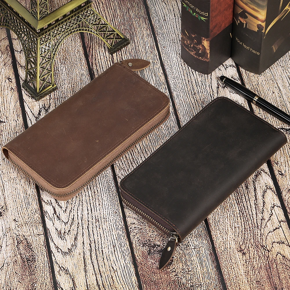 JOYIR Genuine Leather Long Wallets for Men RFID Blocking Cash Credit Card Holder Checkbook Wallet Zipper Coin Pocket Purse Male 4