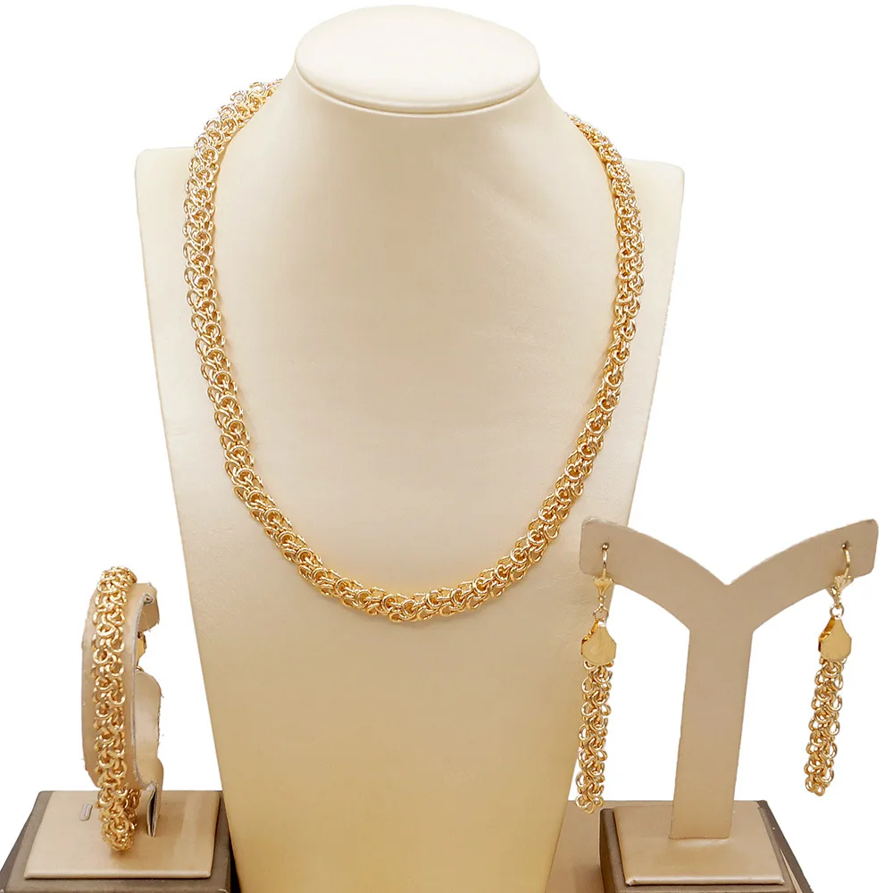 

New Fashion Alloy Necklace Earrings Bracelet Jewelry Set for Women DD10175