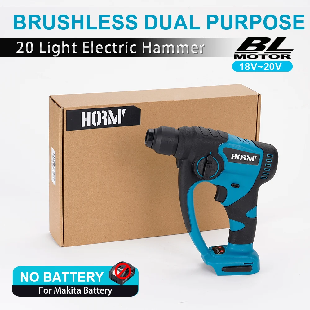 

Brushless Electric Hammer 2 in 1 Cordless Impact Drill Rechargeable Rotary Demolition Hammer Drill Power For Makita 18V Battery