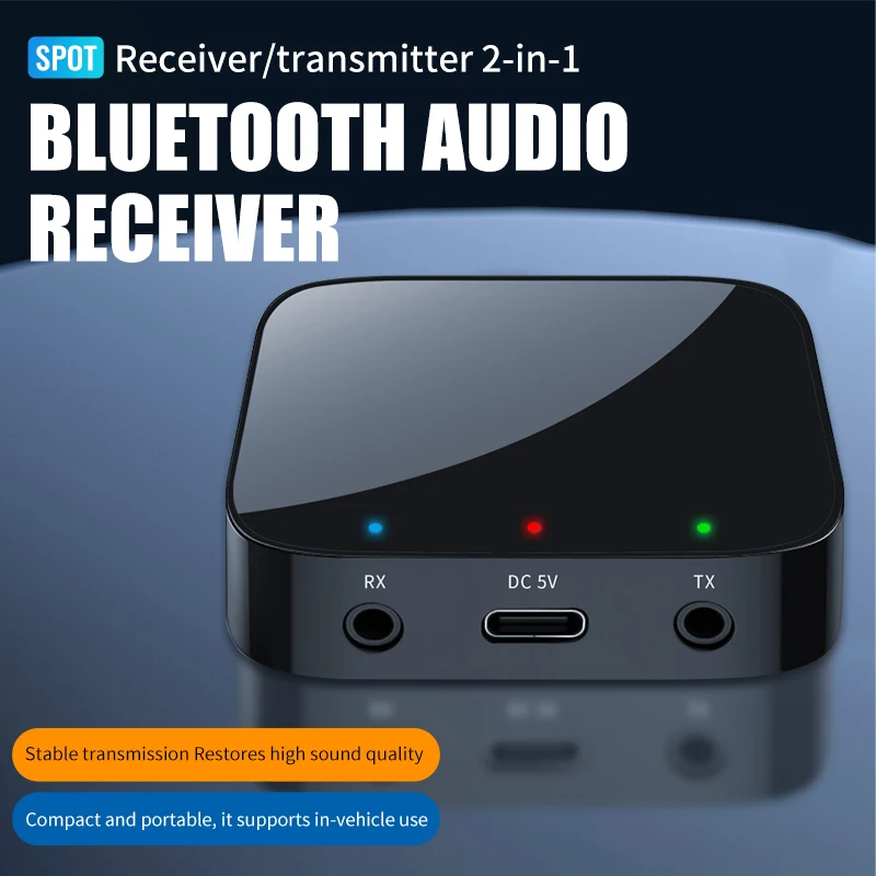 2 In1 Bluetooth 5.3 Receiver Transmitter 3.5mm AUX HiFi Stereo Music Wireless Audio Adapter for Car Kit Speakers Headphones TV