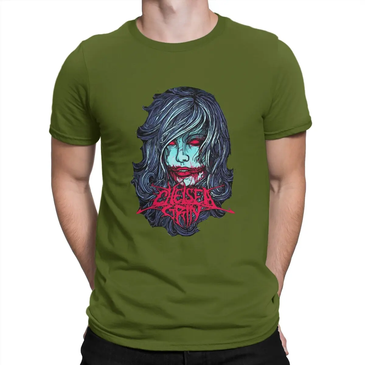 thumbnail image 1 of Camiseta de hombre "Girl Of The Blues" Chelsea Grin, algodón puro, divertida, manga corta, cuello redondo, nueva llegada., 1 of 7