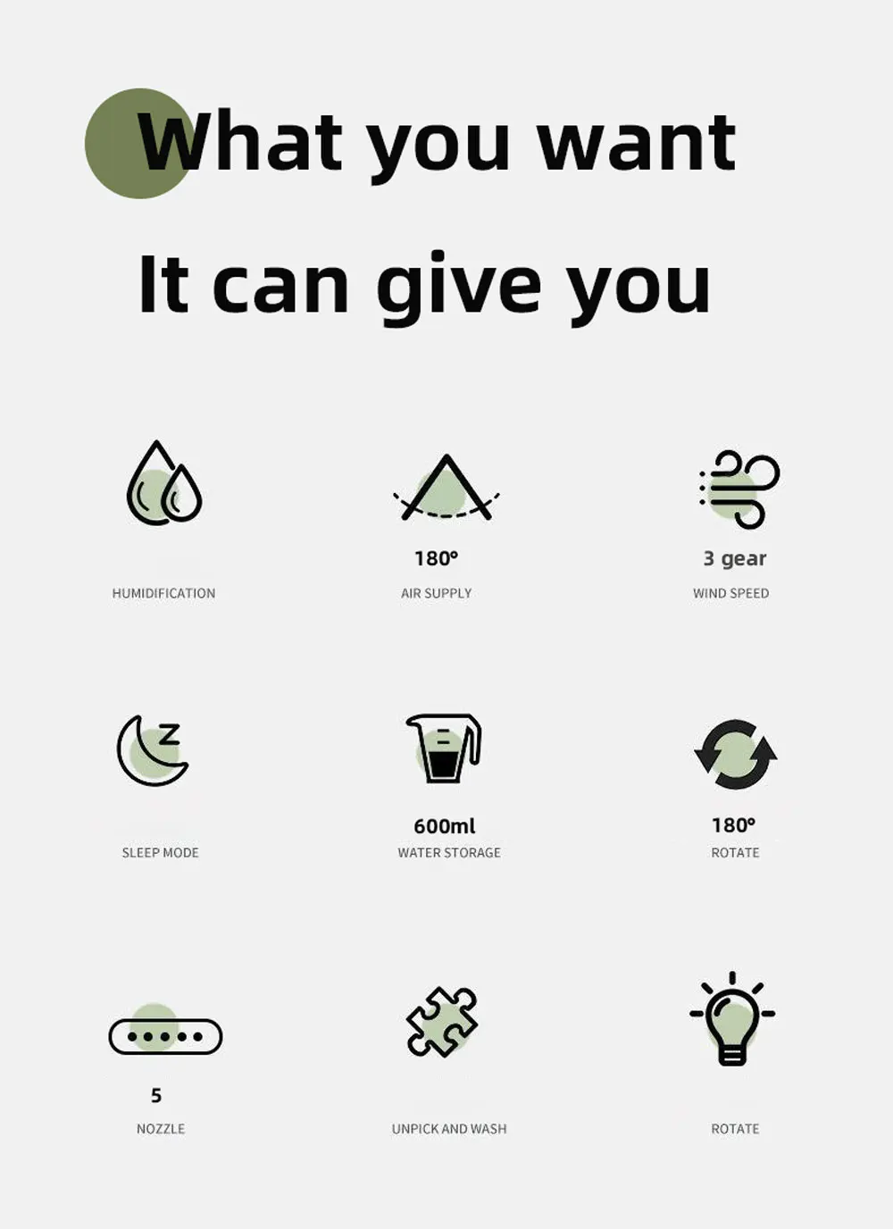 Description Picture 3 of itemFive Hole Spray Electric Fan New USB Humidifying Cooling Spray Small Air Conditioner Wireless Portable Mini Night Light Air Cool