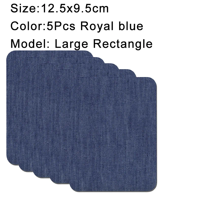 Denim Iron-On Patch Set: Self-Adhesive Blue Cotton Repair Patches