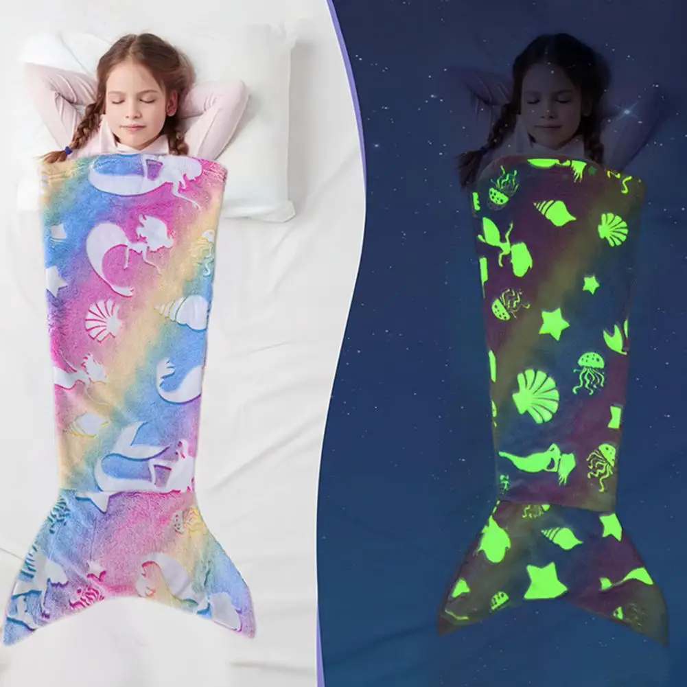 Kids Mermaid Tail Blanket Mermaid Tail Blanket for Toddlers Wear Resistant Plush Flannel Fleece Toy Breathable Design Washable 2