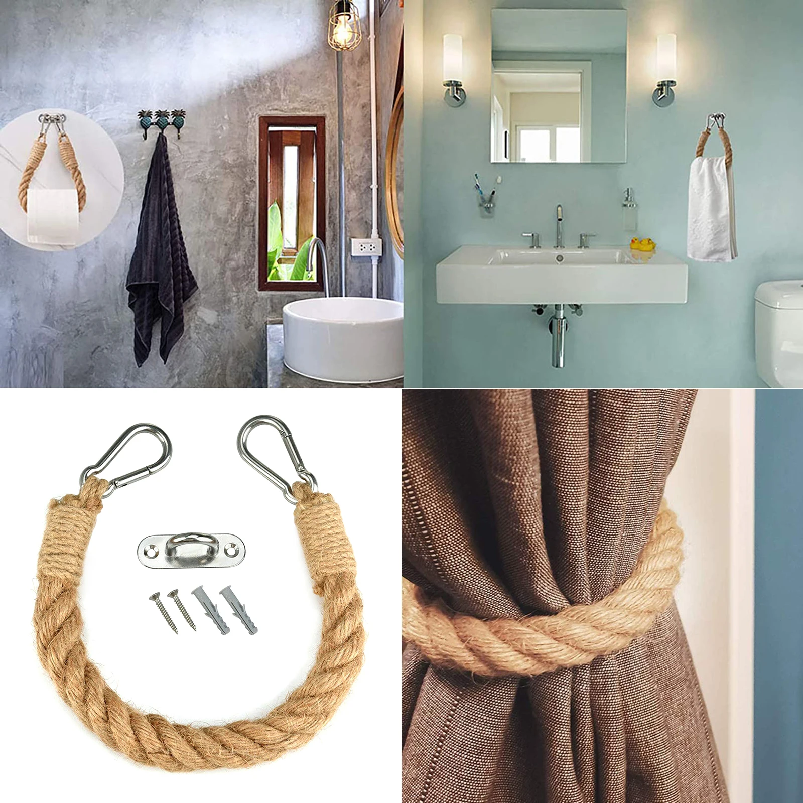 

Kitchen Wall Mounted Paper Holder Toilet Paper Roll Holder Creative Handmade Vintage Nautical Rope Toilet Paper Holder