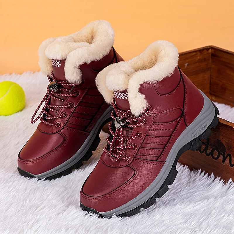 

Бархатные Утепленные зимние ботильоны для пары, водонепроницаемые высокие зимние ботинки, Нескользящие удобные эластичные ботинки с круглым носком