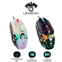 

New LEAVEN RGB Metal Base 7 Keys Marco Gaming Mouse Q7/4000 DPI