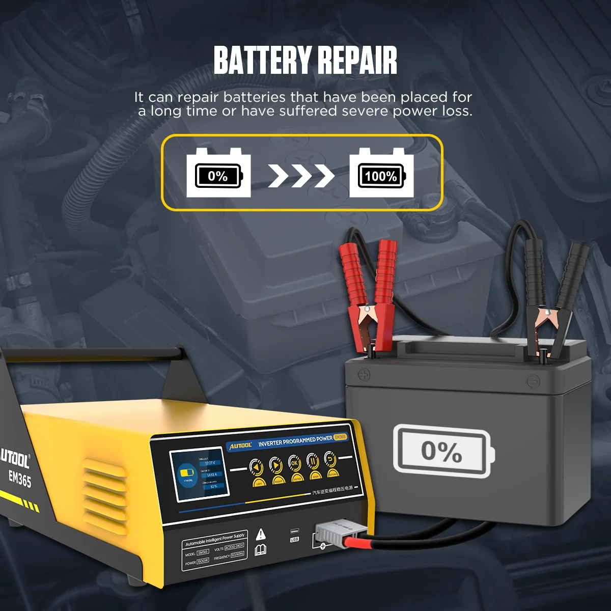 Cafe Ubevæbnet Arabiske Sarabo AUTOOL EM365 Inverter Programming Power Auto Battery Repair Real-time Car  Jump Starter Regulator Vehicle Tool 110V/220V - AliExpress