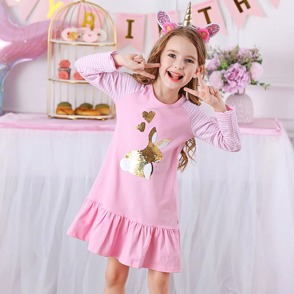 BTGIXSF Toddler Girls Cotton Dinosaur Dress - Casual Long/Short Sleeve Cartoon Dress For Ages 2-8 Years - View #7