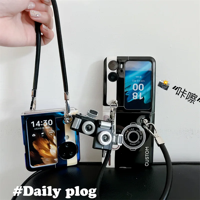 

Personalized retro Blu ray camera OPPO foldable soft case suitable for OPPO find n2/n3 flip phone case