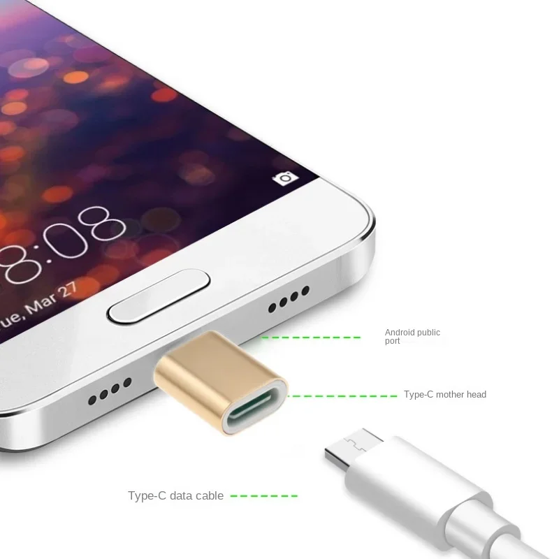 USB C타입 암-마이크로 USB 수 어댑터 커넥터, 마이크로 USB 충전기 어댑터, V8 충전 데이터 전송 컨버터