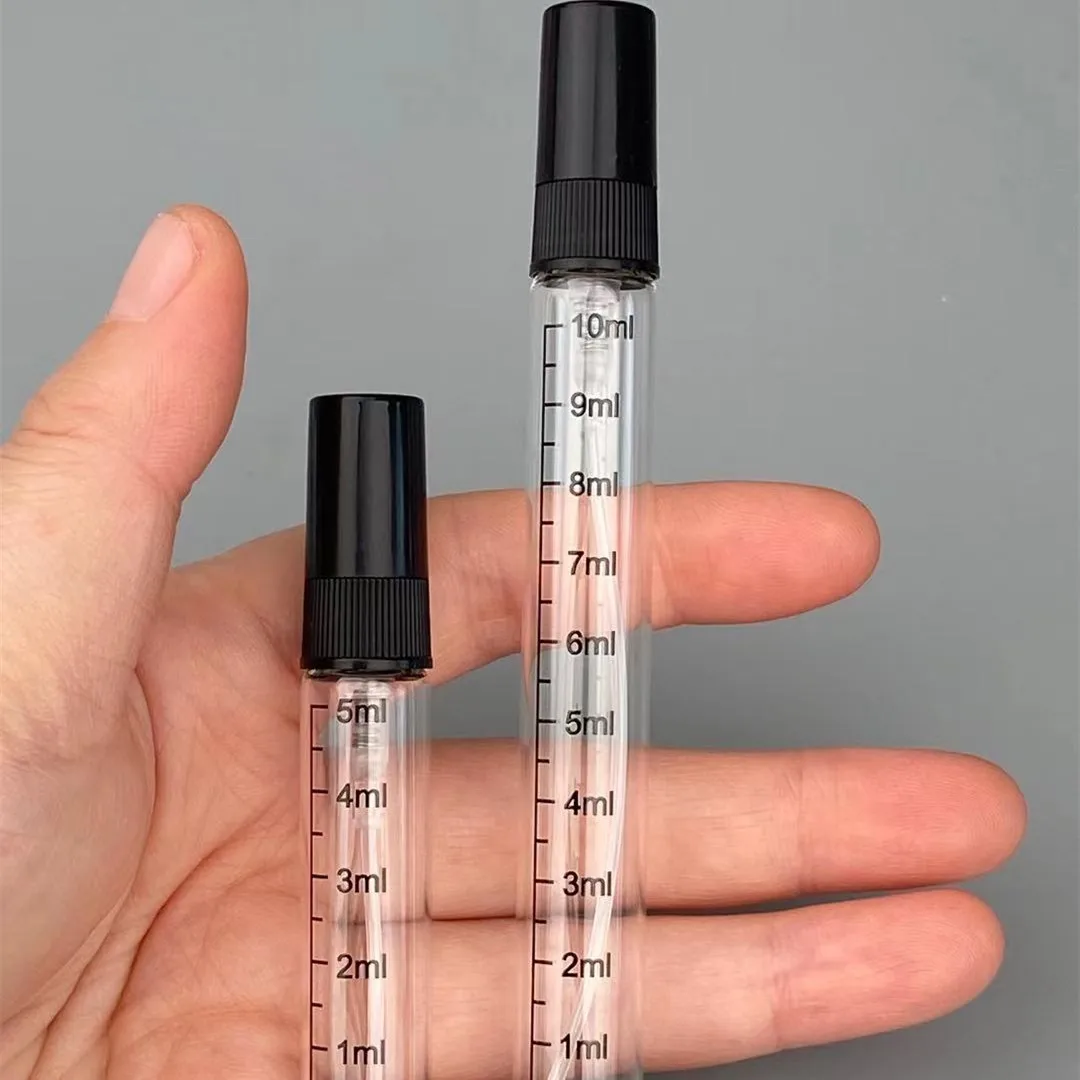Transparent Glass Refillable Bottles With Scale 100pcs/lot 10ml Spray Clear Perfume Bottles Wholesale