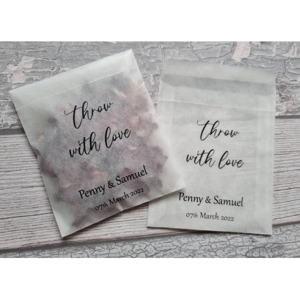 

20PCS Custom Biodegradable Confetti. Personalised Pre Filled Packets. Wedding Flower Confetti. Petal Toss .Printed Confetti Bag