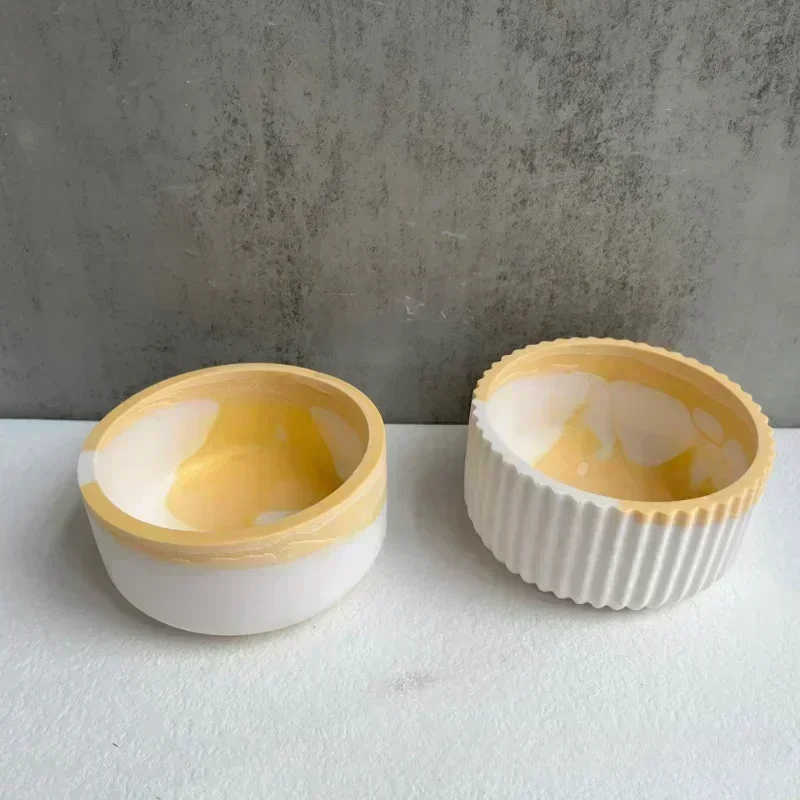 DIY Round Plaster Cup Scented Candle Silicone Mold Vase Flowerpot Storage Jar Plaster Pottery Mould Handmade Crafts Supplies silicone mold
