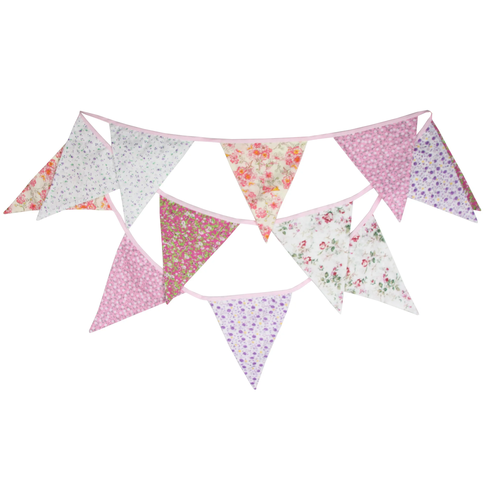 3.5M Floral Big Pennant Flags Fabric Bunting for Wedding, Birthday and Baby Shower