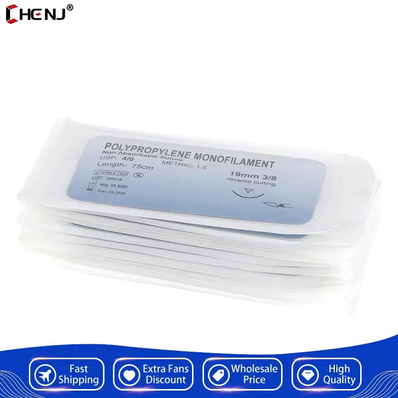 

12Pcs Polypropylene Monofilament Medical Thread Needle Surgical Suture Training thread suture practice kit