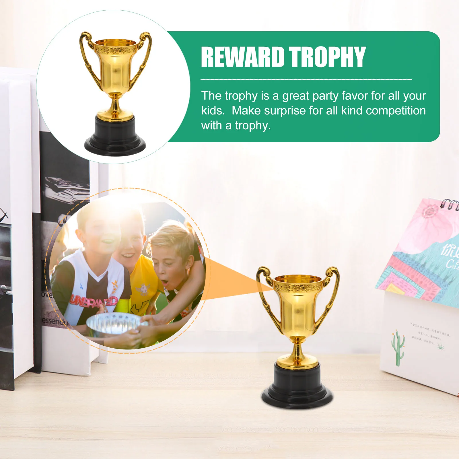 Award Medals Plastic Trophy Toys 20Pcs Mini Plastic Gold Reward Trophy Cup Soccer Medals Trophy Children Prize Awards Reward Prop