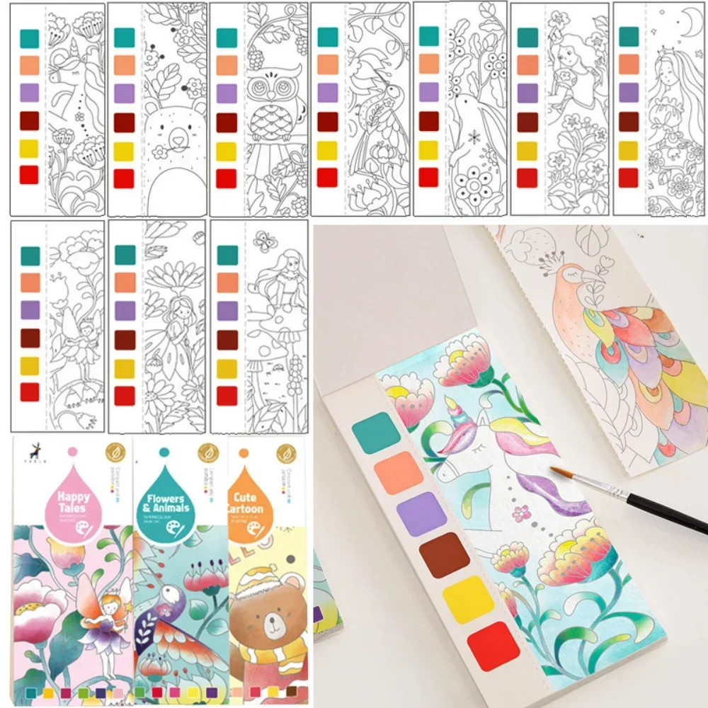 12/20 Fogli Portatile Bambini Pittura Ad Acquerello Libro Gouache Graffiti Immagine Libri Da Colorare Disegno Ad Acqua Giocattoli Set Regali Per Bambi