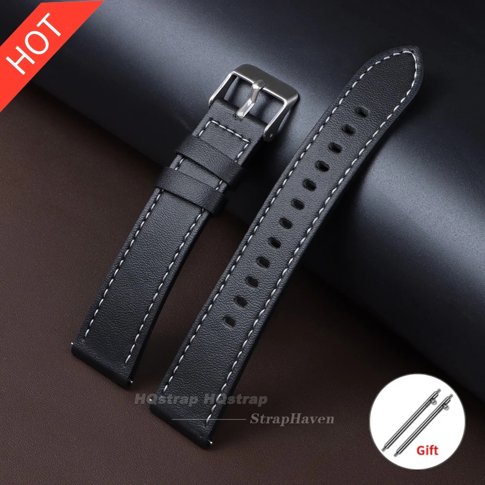 Elegant Genuine Leather Watch Strap Bracelet with Quick Release - Universal Wristband