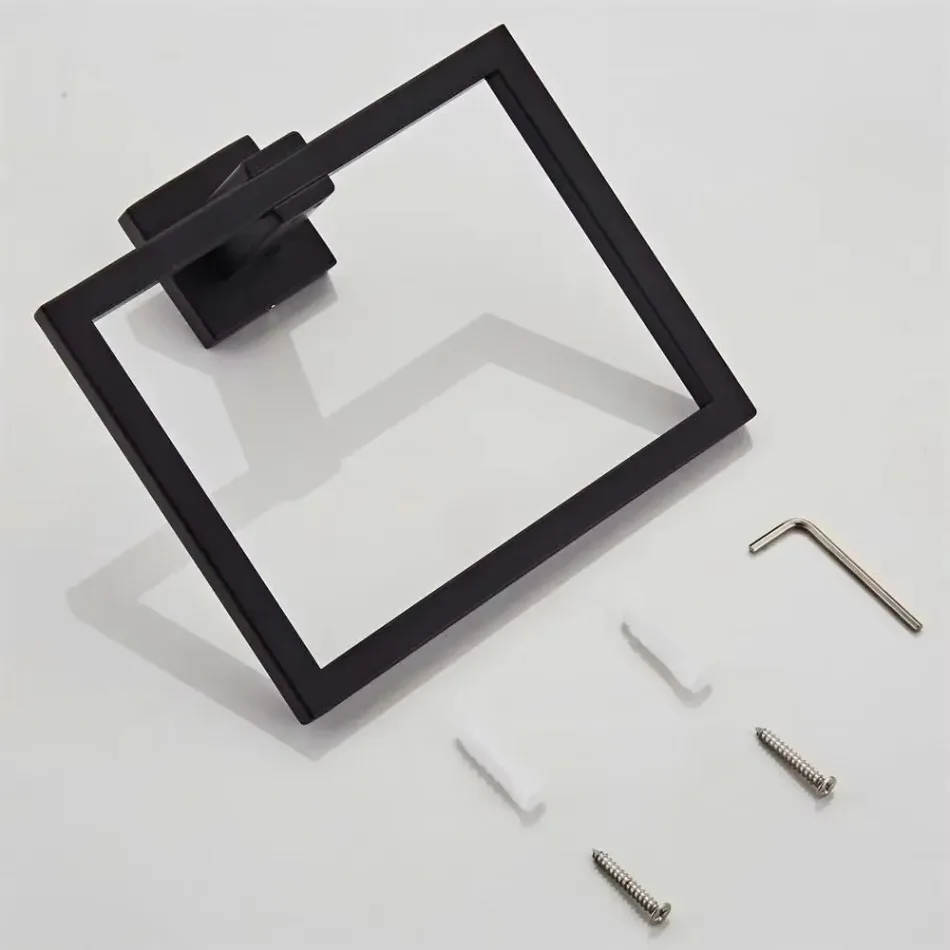 304 Stainless Steel Bathroom Towel Ring Towel Rack Bathroom Hotel Toilet Hook Square Towel Ring Bathroom Towel Holder