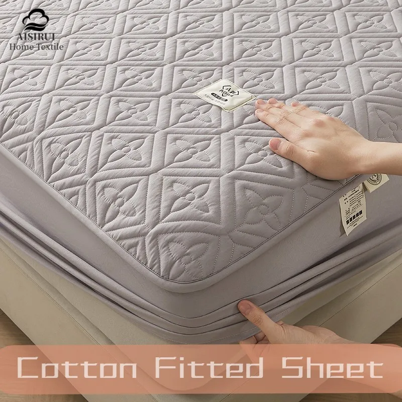 

Cotton Thicken Mattress Protector Cover Queen King Size Premium Fitted Bed Sheet Clip Cotton Bed Cover Bedding Home Decor 1Pc