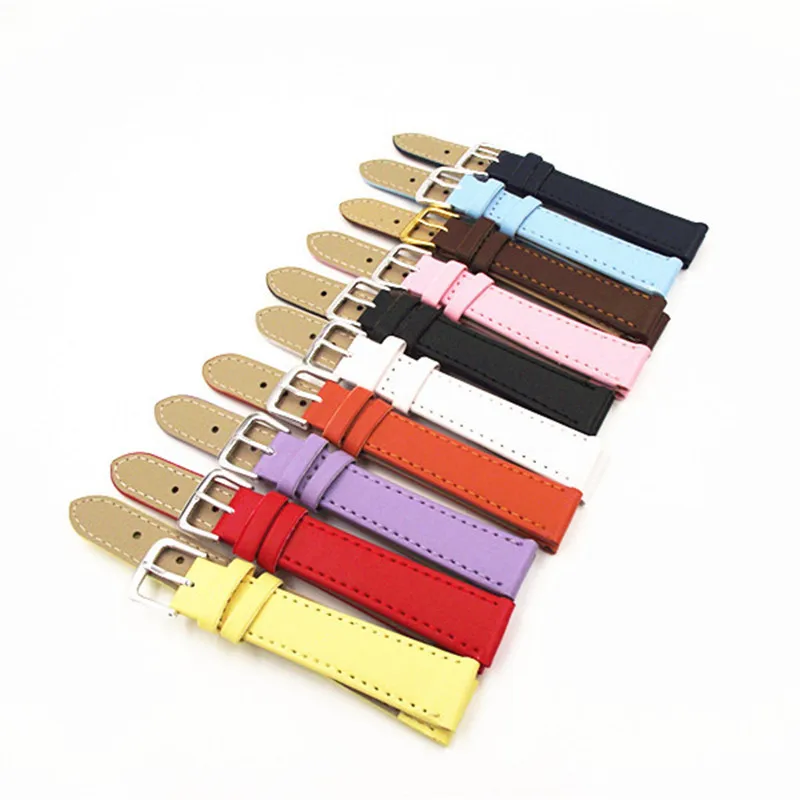 

Wholesale 250PCS / Lots 12MM 14MM 16MM 18MM 20MM PU With Genuine Leather Watch Band Watch Strap 10 Colors Available -110901