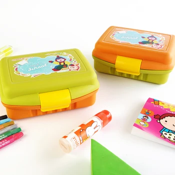 Cartoon Plastic Crayon Box Kids Cute Stationery Bag Desktop Large Capacity Pencil Box  Learning Gift Multi-function Stationery 1
