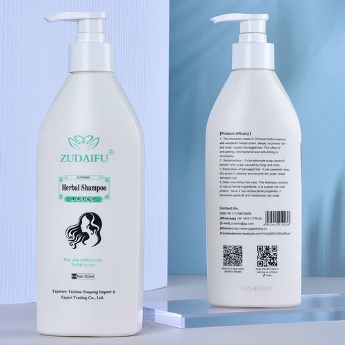 Zudaifu-허브 샴푸, 300ml 치료 습진 피부염 항진균성 감염 두피 건선 헤어 케어 샴푸, 1 개 6