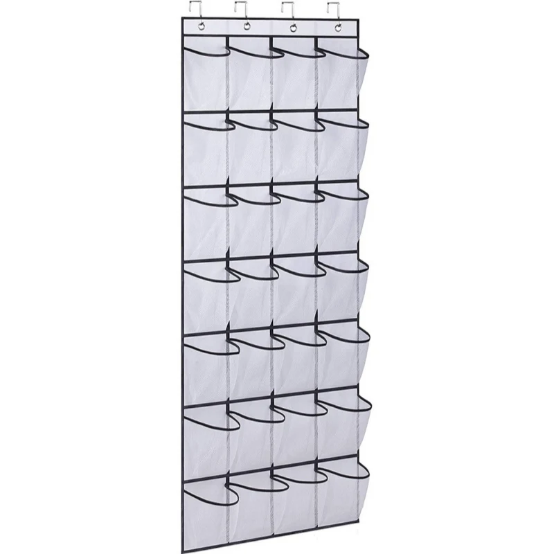 Sundries Shoe Organiser Clear Hanging Over The Door Cloth Fabric Closet Rack Mesh Pocket Box Bag Storage 28 Grid Wall-mounted 3