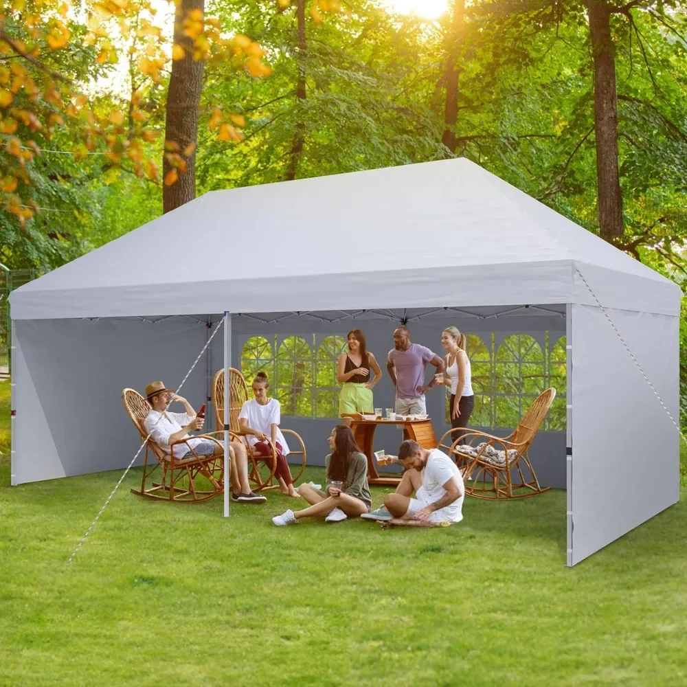 

10'X20' Pop Up Canopy Gazebo Commercial Tent with 4 Removable Sidewalls, Stakes X12, Ropes X6 for Patio Outdoor Party Events