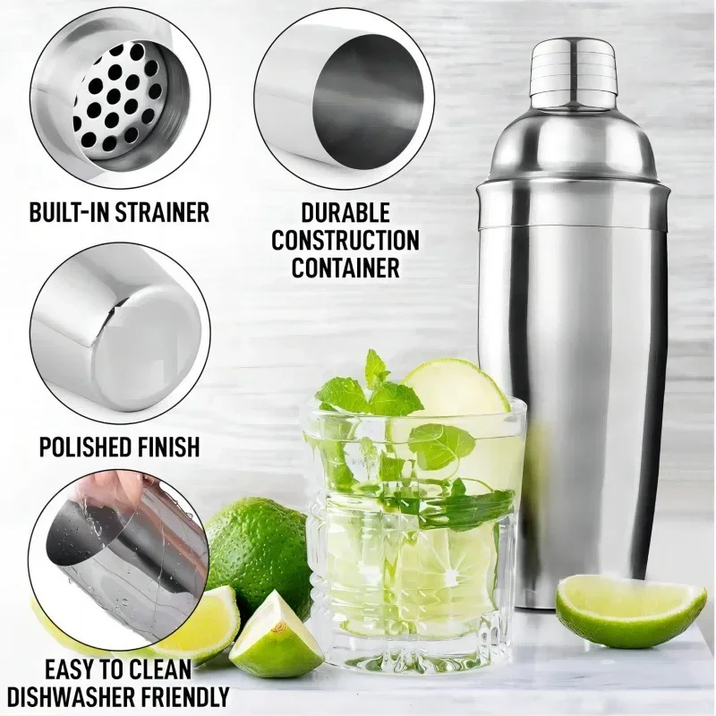 Cocktail Shaker 24OZ Cocktail Shaker Party Bar Tools Boston Martini Cocktail Wine Mixer Stainless Steel Shaker Professional tools kit